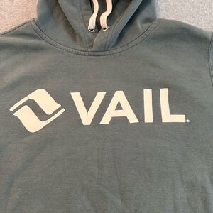 VAIL Logo Hoodie in off Teal with White Print